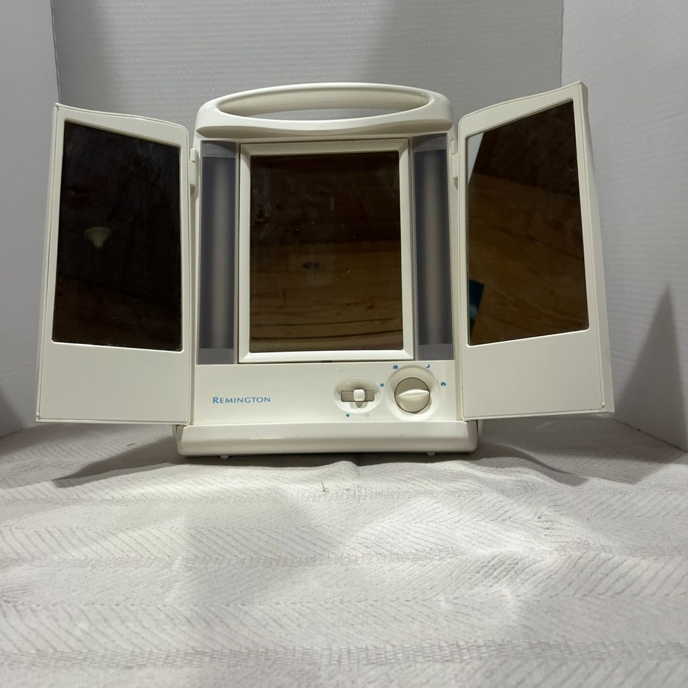 VINTAGE REMINGTON MAKE UP MIRROR 4 LIGHT SETTINGS True To Light Folding